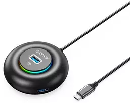 Orico YXR4-C3 RGB USB šakotuvas 4 prievadų USB-A 3.0 su garso/mikrofono prievadu 1,8 m - Juodas