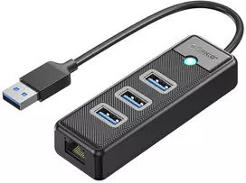 Orico PW3UR25-U3 USB Hub 4-Port 3x USB-A 3.0 1x RJ45 2.5G Ethernet 0.5m - Juodas