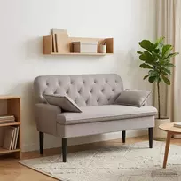 Minkštas kampas su mygtukų apmušalais Taupe 111 x 68 x 80 cm