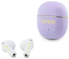 Guess Auksinė Line Glossy Classic Logo TWS belaidės ausinės violetinės spalvos