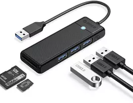 Orico PAPW3AT-U3 USB Hub 4-port 3x USB-A 3.0 with Micro SD/SD card reader 1 m - juodas