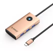 Orico USB-C 6w1 | 3x USB-A 3.0 | 1x USB-C 3.0 | 1x USB-C PD 100W | 1x HDMI 4K 30Hz - rožinė-auksinė