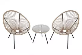 Lauko baldų komplektas Egg Chair (set of 3) SD-0144, Rudas