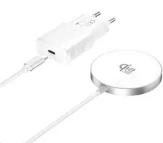 4smarts belaidis įkroviklis Qi2/MagSafe įkrovimo rinkinys 25W, 1,5 m, baltas