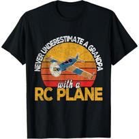 Funny RC Plane Grandpa Model Airplane Pilot Retro T-Shirt S juoda