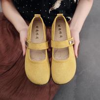 Vintage Mary Jane shoes women's spring and summer single shoes Doudou shoes soft sole pleated flat bottom not tired feet women's shoes 35