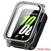 Apsauginis Bling PC Tuščiaviduris Dėklas Samsung Galaxy Fit 3 Išmaniojo Laikrodžio Dirželiui Deimantinis Krištalinis Buferis Apsauginis Dangtelis Ekrano gray