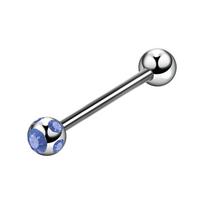 Stainless Steel Colorful Diamond Tongue Piercing Barbell for Ear Cartilage | Body Jewelry mėlyna