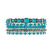 5Pcs Bohemian Beaded Bangles Set Elastic Hand Chain New Turquoise Beads Bracelet  Gifts 5pcs