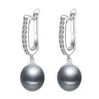 Real Black Natural Pearl Earrings Woman,Bridal Silver 925 Freshwater Pearl Drop Earrings Wife Mother Birthday Gift Pink