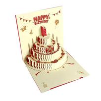 with Envelope Pop-Up Greeting Card Folding Birthday Cake Card 3D Happy Birthday Card  Baby Shower raudona
