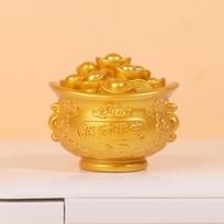 Feng Shui Resin Wealth Basin With Lucky Coins For Business Or Family Decor Style D