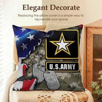 Emblem Usa Fire Police Military Cushion Cover Natural Linen Organic Fabric Double-Sided Printing Sofa Home Decor Pillow Case Peach skin 18*18(CM)-1Pcs