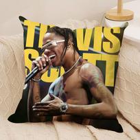 T-Travis Scott Utopia Cushion Cover Silky Short Plush Invisible Zipper Dustproof Sofa Pillow Case For Home Decor Peach skin 18*18(CM)-1Pcs
