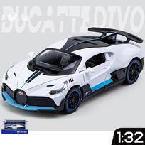 1/32 mastelio „Bugatti Divo Diecast“ automobilio modelio žaislas, patraukiama atgal žaislinė transporto priemonė su garsu ir šviesa, skirta vaikams, mažiems berniukams, mergaitėms, dovanų kolekcija 1/32-14.8x6.4x3.6cm balta