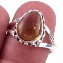 Natural Citrine Gemstone Handmade 925 Solid Sterling Silver Ring Size 8 E0G75