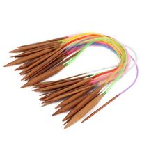 Daugiaspalvės plastikinio vamzdžio karbonizuotos dvigubos žiedinės bambuko megztinio adatos(60 cm23,6 colio)