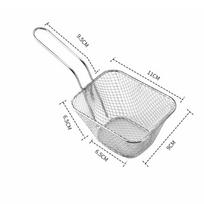 French Fry Basket Mini Square Fry Basket with Handle Stainless Steel Chips Deep Fry Basket Frying Chips Mesh Basket JT94