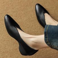 Fashion FHC 2024 Autumn Women Casual Mid Heels,Office Lady Soft Working Shoes,Front V Shape,Pointed Toe,Slip On,Black,Brown,Dropship 35 juoda