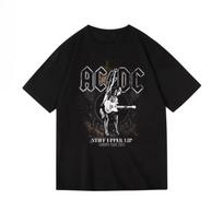 2025 Summer's New Acdc Band-themed Printed Graphic T-shirts for Men and Women Short-sleeved T-shirts High-quality Streetwear M juoda