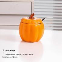 Pumpkin Ceramic Spice Jar Seasoning Container Salt Box Sauce Bottle for Kitchen, Stew Pot, Steaming Bowl 11.5*10.5*9.2cm raudona