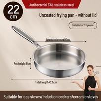 316L Stainless Steel Flat-Bottom Frying Pan with Lid, Non-Stick & No Coating, Multi-Purpose for Stir-Fry with Lid