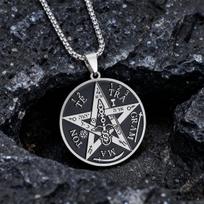 Witchcraft Pentagram Bracelets & Necklace Stainless Steel Men\\\\'s Je Hebrew Tetragrammaton Solomon Pendant Amulet Jewelry