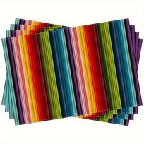 4 vnt. Ryškių dryžuotų Meksikietiško stiliaus lininių padėkliukų rinkinys – Spalvingi Sodybos stiliaus dekoratyviniai staltiesės padėkliukai 30x45cm-4PC