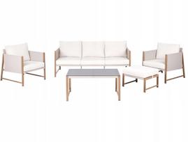 Beliani Sodo baldų komplektas su staliuku ir otomanu 5 asmenims NOLA Metal Light beige | 639396   Bel | 4069605032751