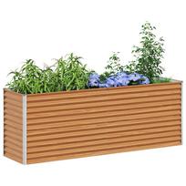 Raised Garden Bed Light Brown 195 x 50 x 68 cm Galvanized Steel