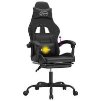 Gaming Chair with Footrest Swivel Black Faux Leather
