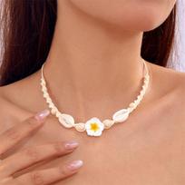 Bohemia Sea Shell Choker Necklace for Women Fashion Summer Sweet Flower Pendant Hand-woven Rope Neck Chain Jewelry Accessory balta