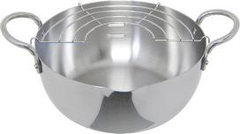 Urushiyama Metal Industry Tempura Pot with Stainless steel retains heat for crispy fried Gas and induction Made in SG Stainless steel frying pot