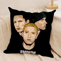 E-Eminem 8 Mile Hip Hop Cushion Cover Silky Short Plush Invisible Zipper Dustproof Sofa Pillow Case For Home Decor Peach skin 18*18(CM)-1Pcs