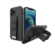 Virvės dėklas su pakabuku, gelinis dėklas rankinei Xiaomi Redmi 9 juodas