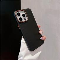 For Apple iPhone 15 14 13 12 Plus Pro Max Corrugated Grain Plating Metallic Paint Anti fingerprint PC Shockproof Anti-Slip Back Cover Case Shell For iPhone 12/12 Pro juoda