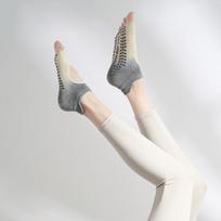 Women's Non-Slip Yoga Socks - Five-Finger Open-Toe Pilates Compression Socks for Indoor Fitness One Size sidabro pilka spalva