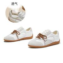 Leather German training shoes 2026 spring mandarin duck shoelaces Forrest Gump shoes sports and leisure shoes height-increasing shoes 35 smėlis