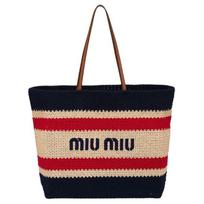 Miu Miu spalvų blokų dizaino audinio pirkinių krepšys Moteriški pirkinių krepšiai Mėlynas 5BG2282DO3F075R Basic Set (Bag+Dust Bag)