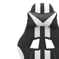 Gaming Chair with Footrest Black and White PU Leather