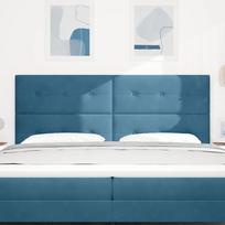 LED Headboard with LED Light Strips Blue 200 cm Velvet