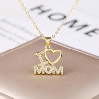 New Multi-color Crystal Zircon Heart Mama Letter Pendant Necklace For Women Mom Butterfly Choker Jewelry Mother's Day Gift