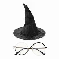 2/3/4Pcs Dress Up Witch Costume Set Funny Cosplay Witch Cap Gothic Wizard Cap Kit  Stage Performance 2Pcs/Set