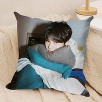 B-Byeon W-Woo-Seok Korea Cushion Cover Silky Short Plush Invisible Zipper Dustproof Sofa Pillow Case For Home Decor Peach skin 18*18(CM)-1Pcs