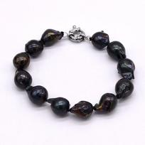 Black Baroque Pearl Bracelet Natural Freshwater Pearl Irregular Shape Bracelet Flame Ball Beaded Bracelet For Women 21 black
