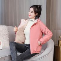 Women's PlushCoat Winter Warm Thicken Solid Windbreaker Hooded Cotton Plush Hooded Jackets Casual Outdoor Windproof Jacket XS rožinė
