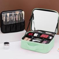 Vandeniui atspari nešiojama kelioninė makiažo krepšys - Didelės talpos su veidrodžiu Full-screen mirror makeup bag