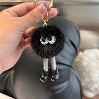 [Cute long legs] Mink hair car keychain pendant ins Internet celebrity hair pom-pom book bag pendant juoda