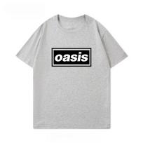 Oasis Oasis Spausdinti marškinėliai, trumpomis rankovėmis vyrams ir moterims, grynos medvilnės, retro roko, laisvo kirpimo pagrindas, kasdienis vasaros trendas S
