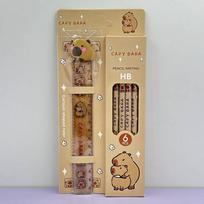 1 rinkinys Kapibaros Animacinis Kawaii HB Mediniai Pieštukai su Liniuote Mielos Mokinio Kanceliarinės Prekės Biuro Reikmenys Vaikų Dienos Dovanos